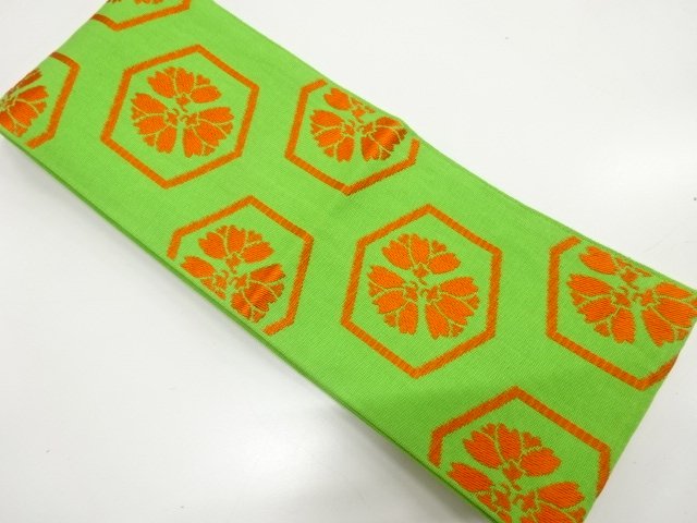JAPANESE KIMONO / HANHABA OBI (FLOWER TORTOISE SHELL PATTERN WEAVING)